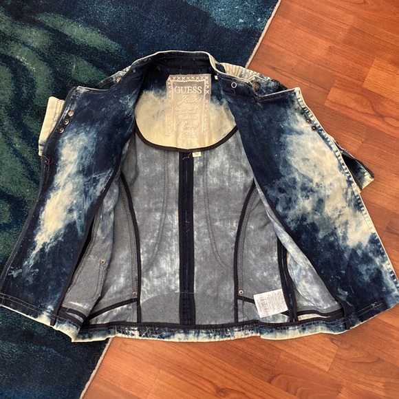 🌟 HP 🌟 GUESS Vintage 80s/90s acid washed denim short sleeve Moto jacket - Picture 4 of 8